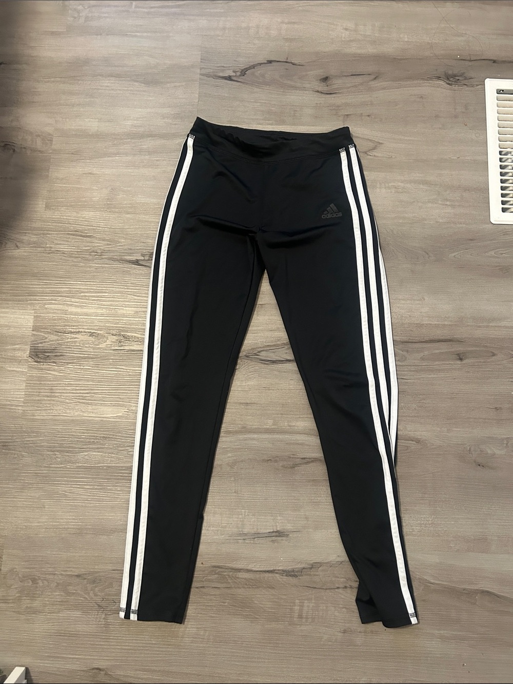 adidas Black Leggings with White Side Stripes - Kids